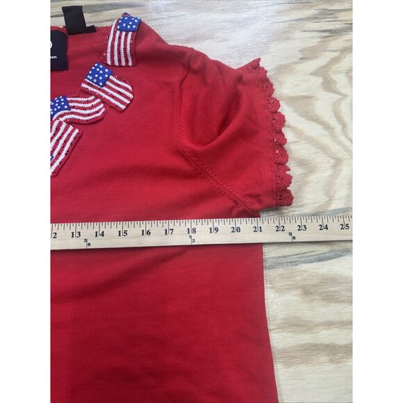 VTG Michael Simon Cardigan American Flag Embroidered Sequin Patriotic Sweater XL - Picture 12 of 13